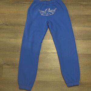 Edikted Royal Blue Joggers with White Wing Design
